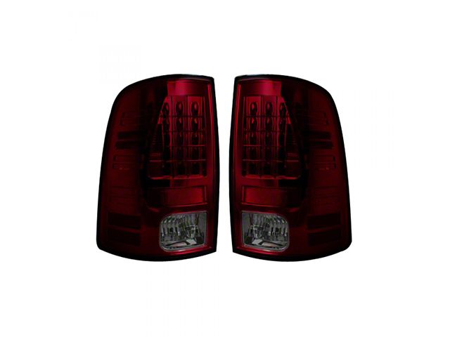 LED Tail Lights; Chrome Housing; Dark Red Smoked Lens (09-18 RAM 1500 w/ Factory Halogen Tail Lights)