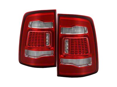 LED Tail Lights; Chrome Housing; Red Clear Lens (09-18 RAM 1500 w/ Factory Halogen Tail Lights)