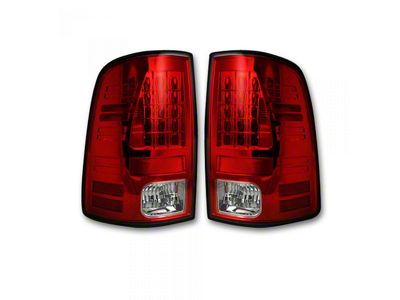 LED Tail Lights; Chrome Housing; Red Lens (13-18 RAM 1500 w/ Factory LED Tail Lights)