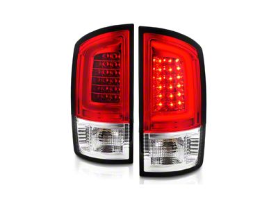 LED Tail Lights; Chrome Housing; Red/Clear Lens (02-05 RAM 1500)