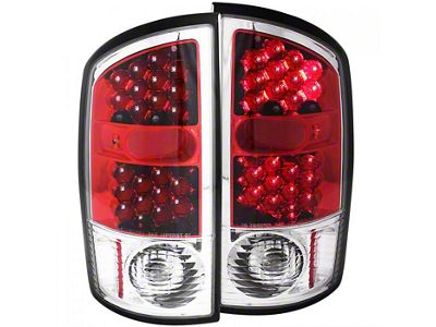 LED Tail Lights; Chrome Housing; Red/Clear Lens (02-05 RAM 1500)