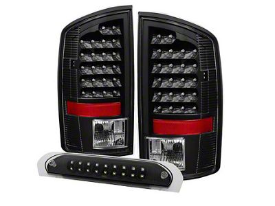 LED Tail Lights with Third Brake Light; Black Housing; Clear Lens (07-08 RAM 1500)