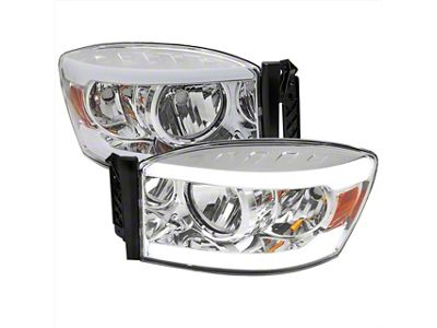 LED Tube Factory Style Headlights; Chrome Housing; Clear Lens (06-08 RAM 1500)