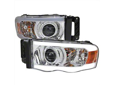 LED Tube Projector Headlights; Chrome Housing; Clear Lens (02-05 RAM 1500)
