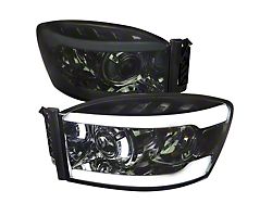 LED Tube Projector Headlights; Chrome Housing; Smoked Lens (06-08 RAM 1500)