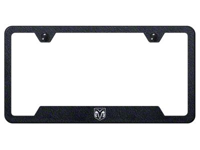 RAM Head Laser Etched Cut-Out License Plate Frame; Rugged Black (Universal; Some Adaptation May Be Required)