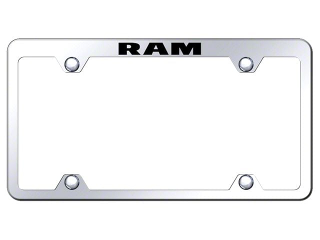 RAM Laser Etched Wide Body License Plate Frame; Mirrored (Universal; Some Adaptation May Be Required)