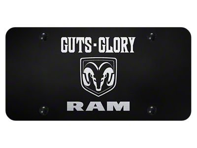 Guts-Glory-RAM Laser Etched License Plate; Black (Universal; Some Adaptation May Be Required)