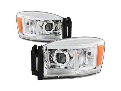 Light Bar DRL Projector Headlights; Chrome Housing; Clear Lens (06-08 RAM 1500)