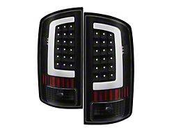 Light Bar LED Tail Lights; Black Housing; Clear Lens (02-06 RAM 1500)