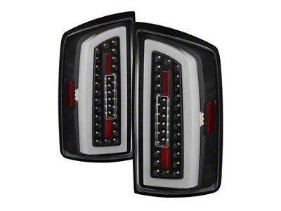 Light Bar LED Tail Lights; Black Housing; Clear Lens (07-08 RAM 1500)