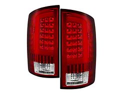 Light Bar LED Tail Lights; Chrome Housing; Red Clear Lens (02-06 RAM 1500)