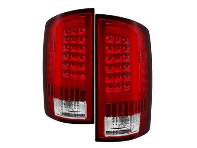 Light Bar LED Tail Lights; Chrome Housing; Red Clear Lens (02-06 RAM 1500)