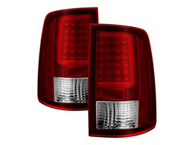 Light Bar LED Tail Lights; Chrome Housing; Red/Clear Lens (09-18 RAM 1500 w/ Factory Halogen Tail Lights)