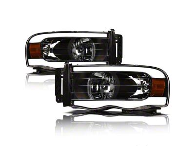 LM Series Headlights; Black Housing; Clear Lens (02-05 RAM 1500)