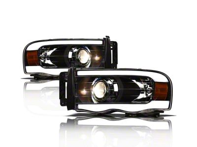 LMP Series Projector Headlights; Black Housing; Clear Lens (02-05 RAM 1500)