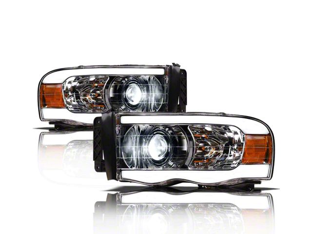 LMX Series LED Projector Headlights; Chrome Housing; Clear Lens (02-05 RAM 1500)