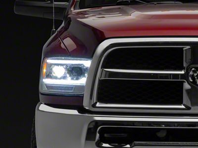 AlphaRex LUXX-Series 5th Gen 2500 G2 Style LED Projector Headlights; Chrome Housing; Clear Lens (13-18 RAM 1500 w/ Factory Projector Headlights)