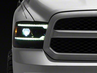 AlphaRex LUXX-Series 5th Gen 2500 G2 Style LED Projector Headlights; Alpha Black Housing; Clear Lens (09-18 RAM 1500 w/ Factory Halogen Non-Projector Headlights)