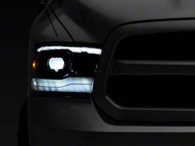 AlphaRex LUXX-Series LED Projector Headlights; Alpha Black Housing; Clear Lens (13-18 RAM 1500 w/ Factory Projector Headlights)