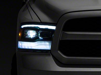 AlphaRex LUXX-Series LED Projector Headlights; Black Housing; Clear Lens (13-18 RAM 1500 w/ Factory Projector Headlights)