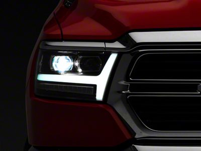 AlphaRex LUXX-Series LED Projector Headlights; Black Housing; Clear Lens (19-24 RAM 1500 w/ Factory LED Headlights)