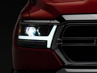 AlphaRex LUXX-Series LED Projector Headlights; Jet Black Housing; Clear Lens (19-24 RAM 1500 w/ Factory LED Headlights)