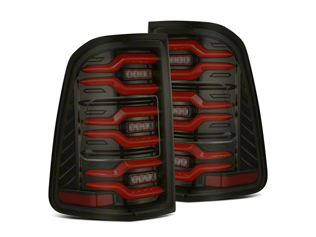 AlphaRex LUXX-Series LED Tail Lights; Black/Red Housing; Smoked Lens (19-24 RAM 1500 w/ Factory Halogen Tail Lights)