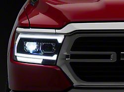 AlphaRex LUXX-Series MK II 2500 Style LED Projector Headlights; Black Housing; Clear Lens (19-23 RAM 1500 w/ Factory Halogen Headlights)