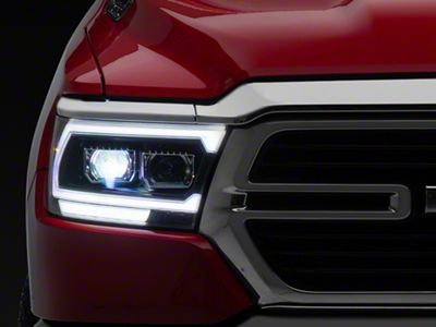 AlphaRex MK II LUXX-Series 2500 Style LED Projector Headlights; Black Housing; Clear Lens (19-24 RAM 1500 w/ Factory Halogen Headlights)