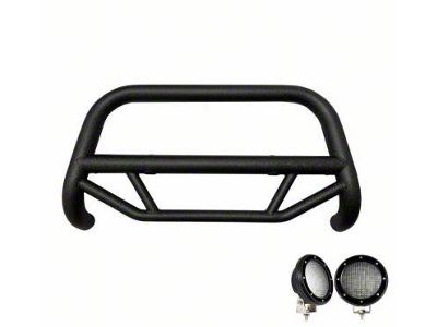 Max T Bull Bar with 5.30-Inch Black Round Flood LED Lights; Textured Black (19-24 RAM 1500, Excluding EcoDiesel, Rebel & TRX)