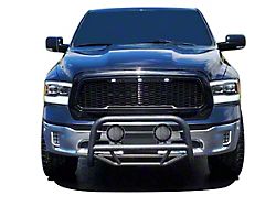 Max T Bull Bar with 5.30-Inch Black Round Flood LED Lights; Textured Black (09-18 RAM 1500, Excluding Rebel)