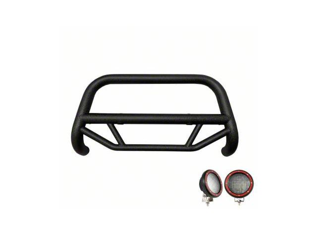 Max T Bull Bar with 5.30-Inch Red Round Flood LED Lights; Textured Black (19-24 RAM 1500, Excluding EcoDiesel, Rebel & TRX)