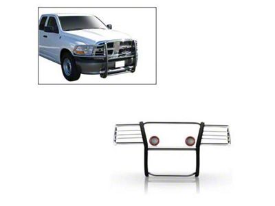 Modular Grille Guard with 5.30-Inch Red Round Flood LED Lights; Stainless Steel (09-18 RAM 1500, Excluding Rebel)