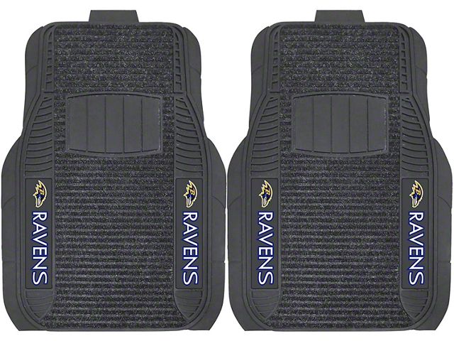 Molded Front Floor Mats with Baltimore Ravens Logo (Universal; Some Adaptation May Be Required)