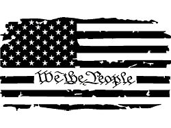 Moonroof Tattered We The People Flag Decal; Matte Black (02-24 RAM 1500)