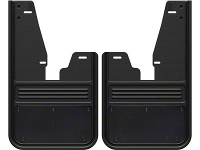 No-Drill Mud Flaps with Black Plate; Front (09-18 RAM 1500 w/ OE Fender Flares)