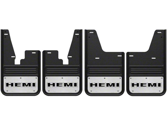 No-Drill Mud Flaps with HEMI Logo; Front and Rear (09-18 RAM 1500 w/o OE Fender Flares)