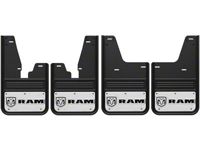No-Drill Mud Flaps with RAM Horizontal Logo; Front and Rear (09-18 RAM 1500 w/ OE Fender Flares)