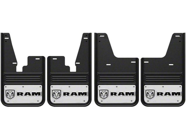 No-Drill Mud Flaps with RAM Horizontal Logo; Front and Rear (09-18 RAM 1500 w/o OE Fender Flares)