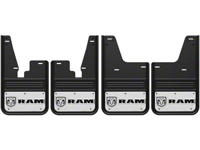 No-Drill Mud Flaps with RAM Horizontal Logo; Front and Rear (09-18 RAM 1500 w/o OE Fender Flares)