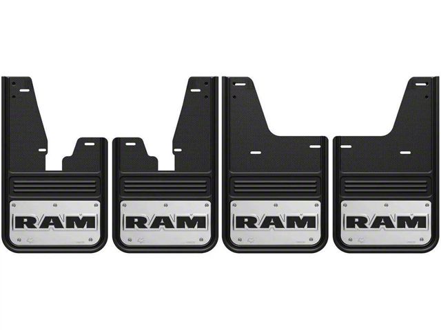 No-Drill Mud Flaps with RAM Text Logo; Front and Rear (09-18 RAM 1500 w/ OE Fender Flares)