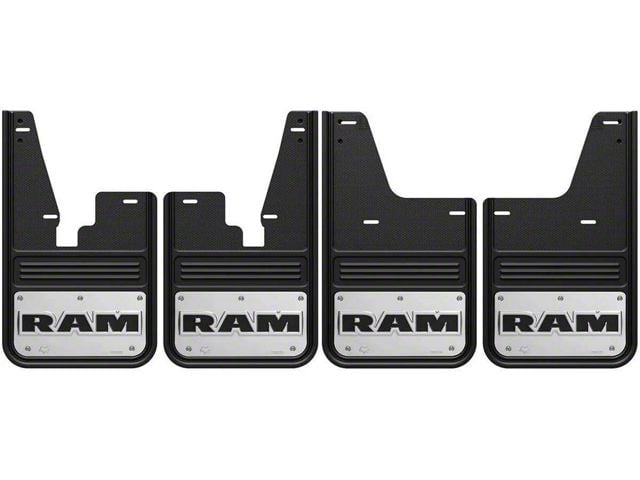 No-Drill Mud Flaps with RAM Text Logo; Front and Rear (09-18 RAM 1500 w/o OE Fender Flares)
