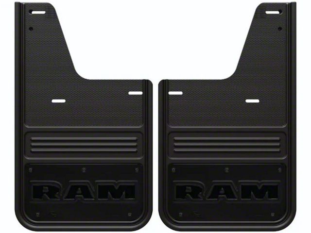 No-Drill Mud Flaps with RAM Text Logo; Rear (09-18 RAM 1500)