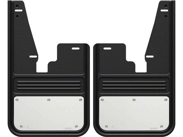 No-Drill Mud Flaps with Stainless Steel Plate; Front (09-18 RAM 1500 w/o OE Fender Flares)
