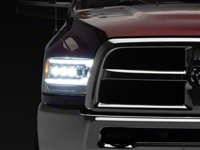 AlphaRex NOVA-Series 5th Gen 2500 G2 Style LED Projector Headlights; Chrome Housing; Clear Lens (13-18 RAM 1500 w/ Factory Halogen Projector Headlights)