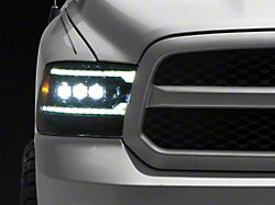 AlphaRex NOVA-Series 5th Gen 2500 G2 Style LED Projector Headlights; Alpha Black Housing; Clear Lens (09-18 RAM 1500 w/ Factory Halogen Non-Projector Headlights)