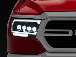 NOVA-Series MK II 2500 Style LED Projector Headlights; Alpha Black Housing; Clear Lens (19-23 RAM 1500 w/ Factory Halogen Headlights)