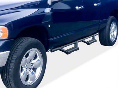 Octagon Tube Drop Style Nerf Side Step Bars; Black (02-08 RAM 1500 Quad Cab)