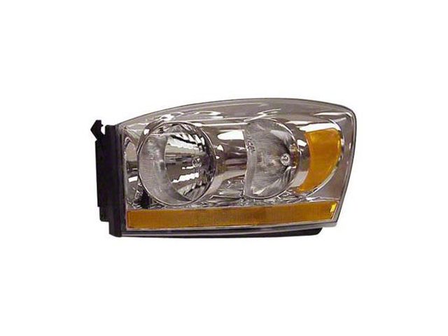 OE Certified Replacement Halogen Headlight; Chrome Housing; Clear Lens; Driver Side (2006 RAM 1500)